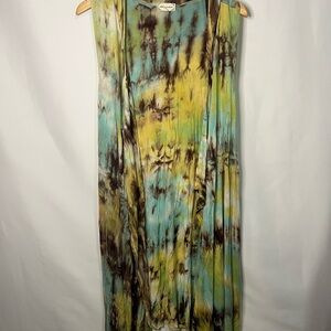 Tie-Dye Sleeveless Long Vest